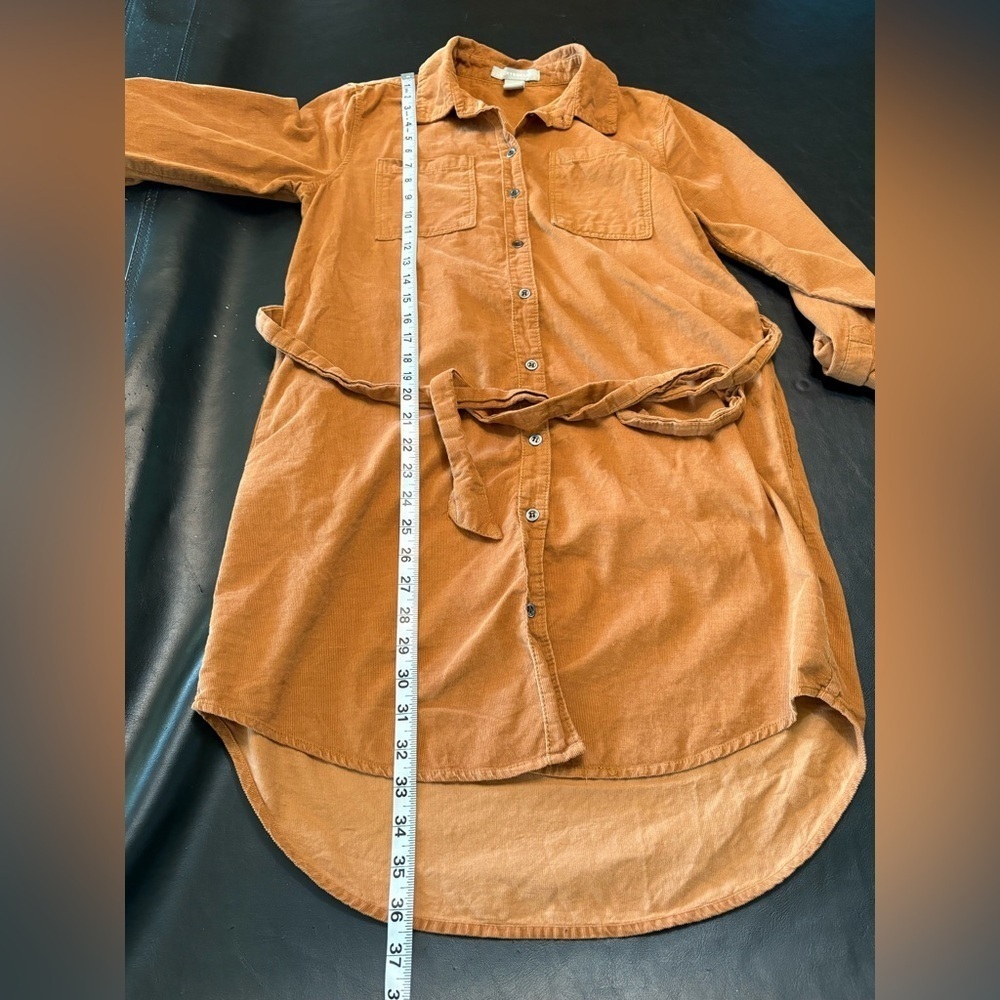 Lucky Brand Corduroy Brown Button-Up Belted Dress w/Pockets size XS - Picture 15 of 15